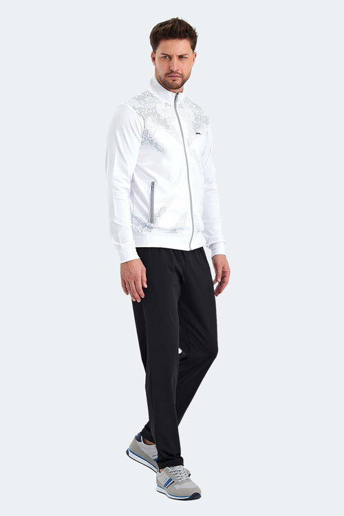Slazenger RECOGNIZE Erkek Fermuarlı Dik Yaka Cepli Beyaz Eşofman Takımı
