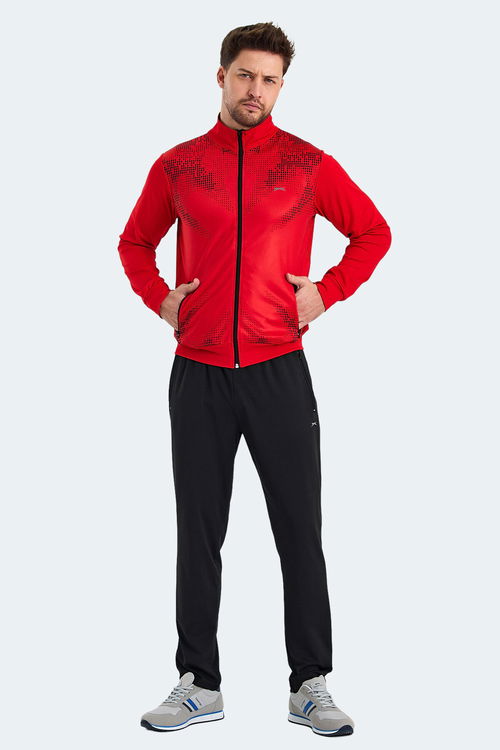 Slazenger RECOGNIZE Erkek Fermuarlı Dik Yaka Cepli Kırmızı Eşofman Takımı