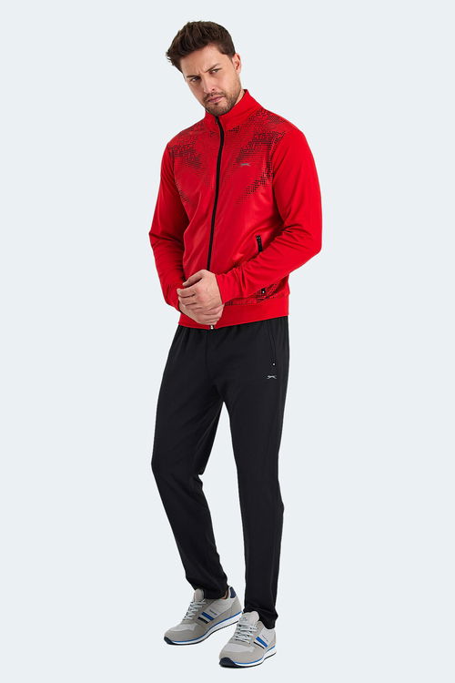 Slazenger RECOGNIZE Erkek Fermuarlı Dik Yaka Cepli Kırmızı Eşofman Takımı