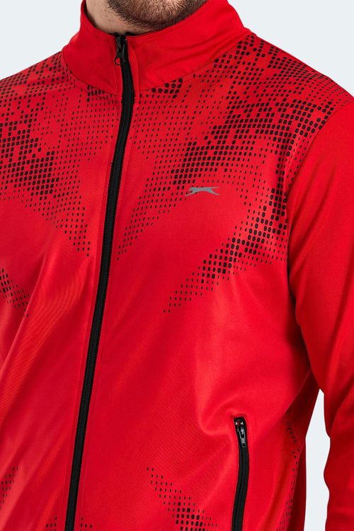 Slazenger RECOGNIZE Erkek Fermuarlı Dik Yaka Cepli Kırmızı Eşofman Takımı
