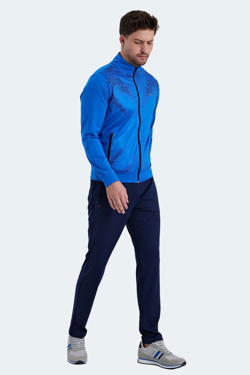 Slazenger RECOGNIZE Erkek Fermuarlı Dik Yaka Cepli Saks Mavi Eşofman Takımı