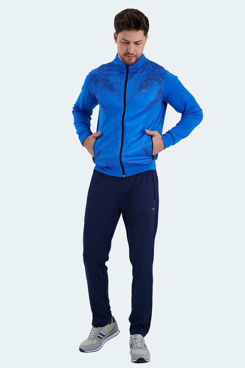 Slazenger RECOGNIZE Erkek Fermuarlı Dik Yaka Cepli Saks Mavi Eşofman Takımı
