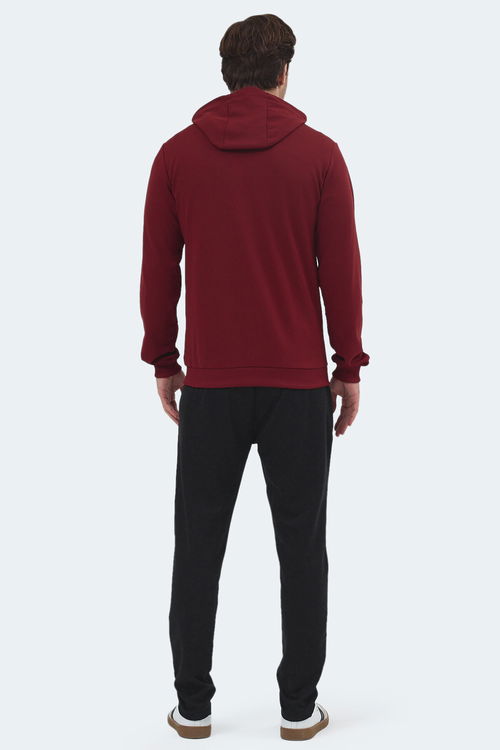 Slazenger RICH Erkek Fermuarlı Kapüşonlu Cepli Bordo Eşofman Takımı