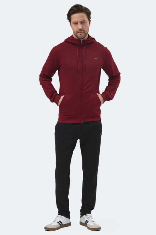 Slazenger RICH Erkek Fermuarlı Kapüşonlu Cepli Bordo Eşofman Takımı