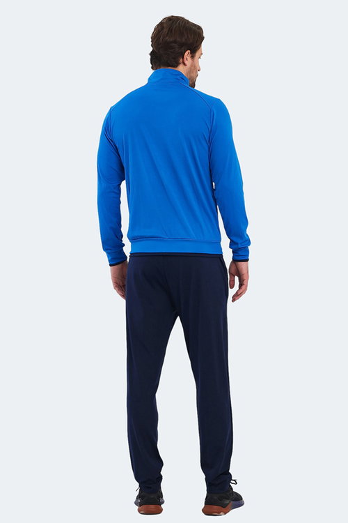 Slazenger RIKKO Erkek Fermuarlı Dik Yaka Cepli Saks Mavi Eşofman Takımı