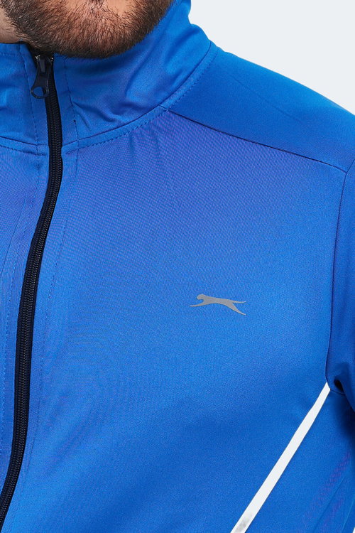 Slazenger RIKKO Erkek Fermuarlı Dik Yaka Cepli Saks Mavi Eşofman Takımı