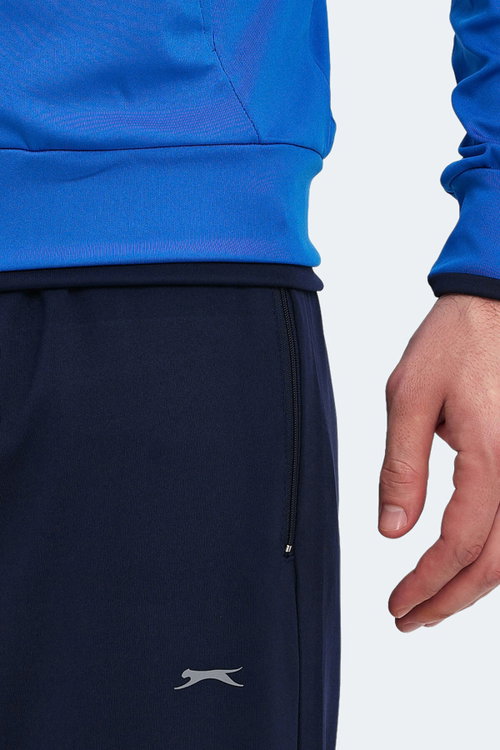 Slazenger RIKKO Erkek Fermuarlı Dik Yaka Cepli Saks Mavi Eşofman Takımı