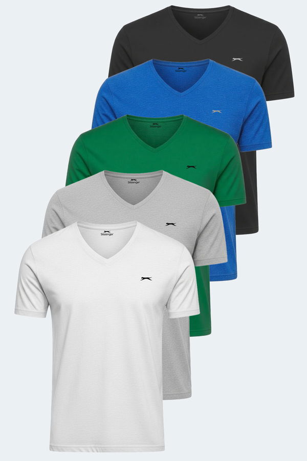 Slazenger RIVALDO Erkek Tişört Beyaz - Siyah - Gri - Yeşil - Saks Mavi