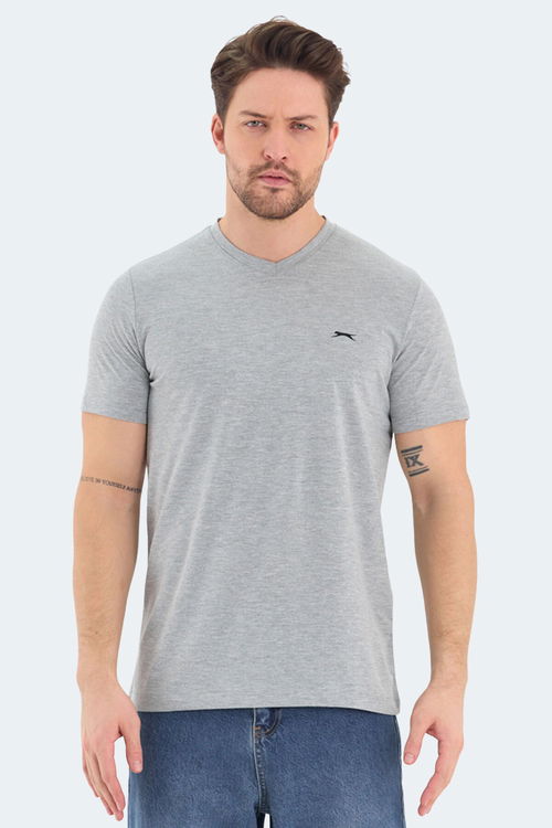 Slazenger RIVALDO 5li Set Erkek Tişört Beyaz - Siyah - Gri - Yeşil - Saks Mavi