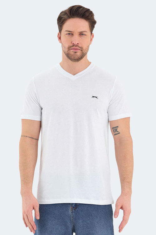 Slazenger RIVALDO 5li Set Erkek Tişört Beyaz - Siyah - Gri - Yeşil - Saks Mavi
