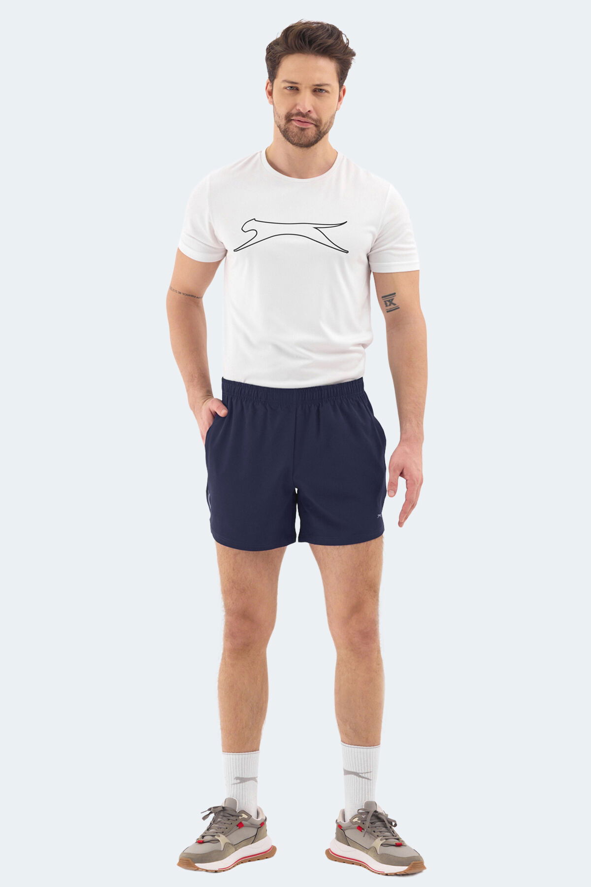 Slazenger ROMANO Erkek Cepli Fıtness Lacivert Şort - Thumbnail