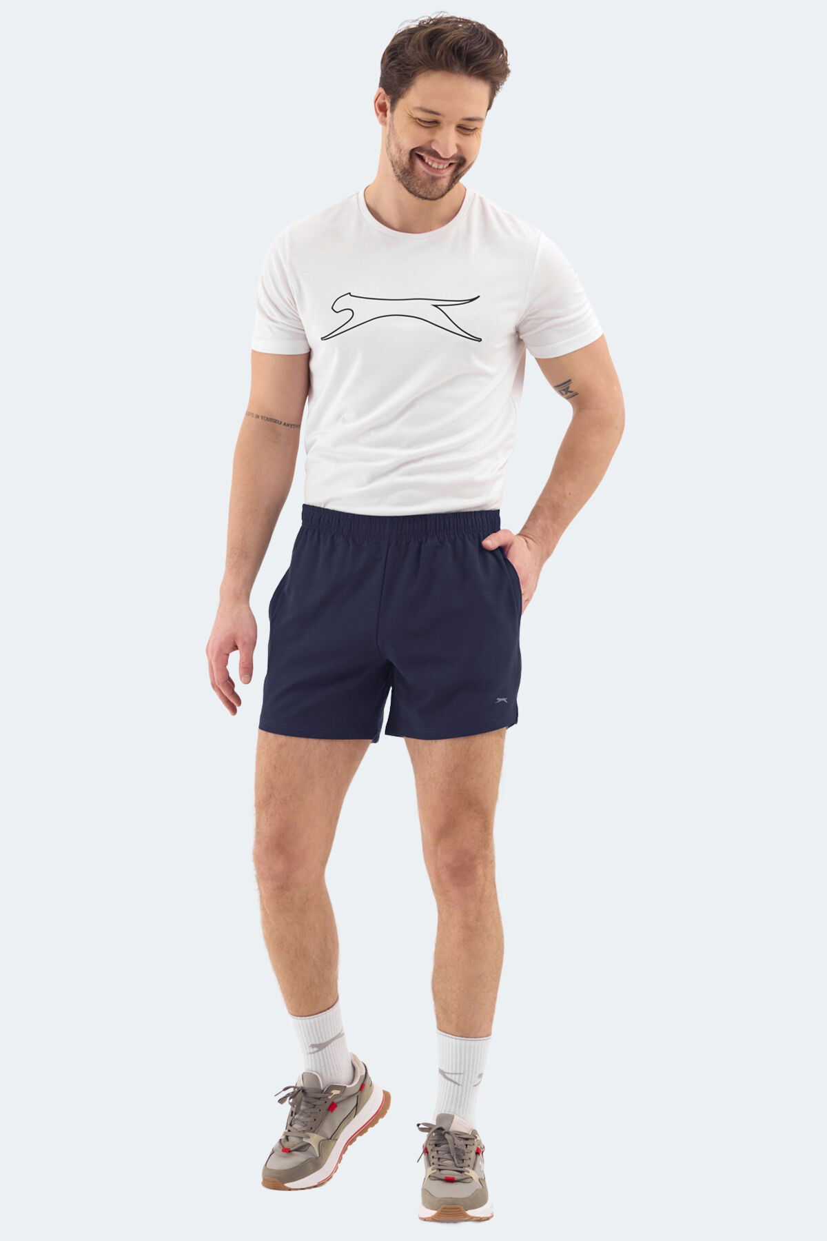 Slazenger ROMANO Erkek Cepli Fıtness Lacivert Şort - Thumbnail