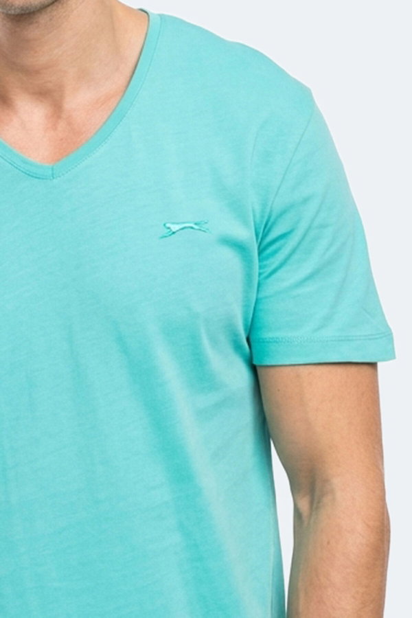 Slazenger SARGON IN Erkek V Yaka Koyu Yeşil Tişört