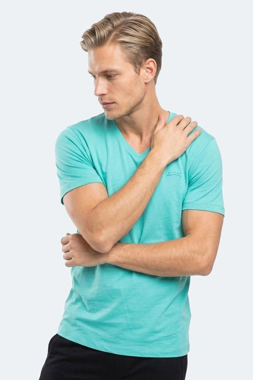 Slazenger SARGON IN Erkek V Yaka Koyu Yeşil Tişört