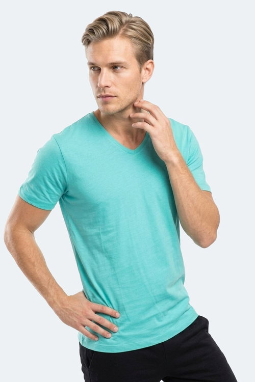 Slazenger SARGON IN Erkek V Yaka Koyu Yeşil Tişört