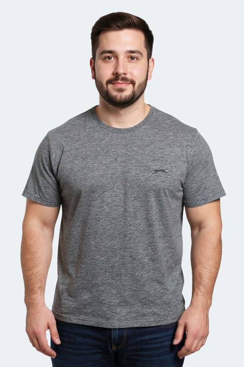 Slazenger SARGON KTN Büyük Beden Erkek V Yaka Koyu Gri Tişört
