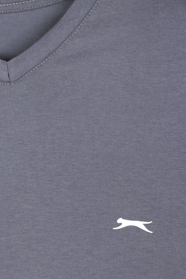 Slazenger SARGON KTN Büyük Beden Erkek V Yaka Koyu Gri Tişört