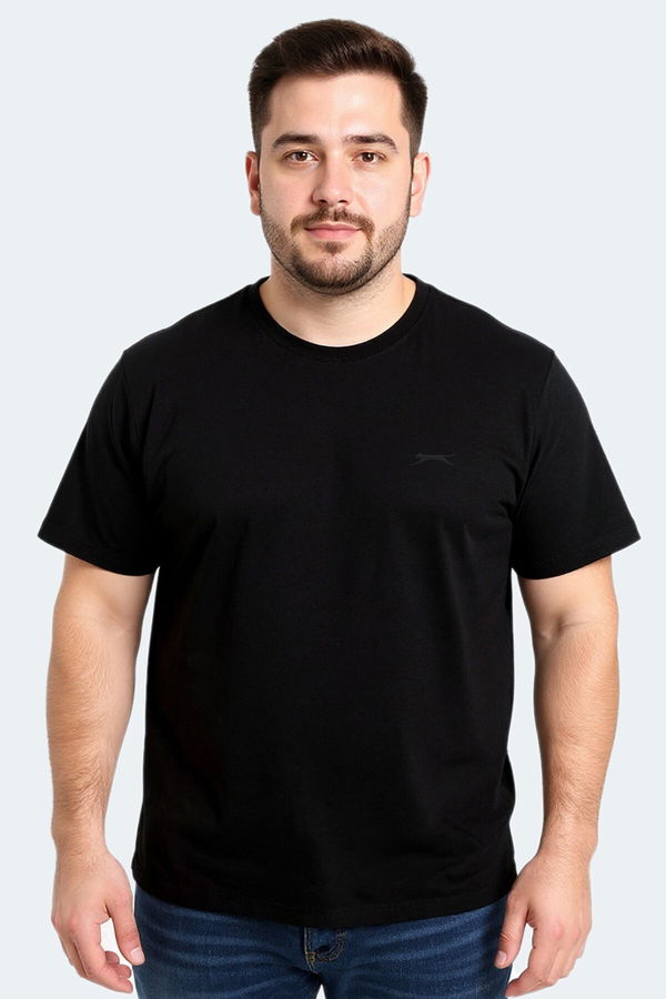 Slazenger SARGON KTN Büyük Beden Erkek Tişört Siyah