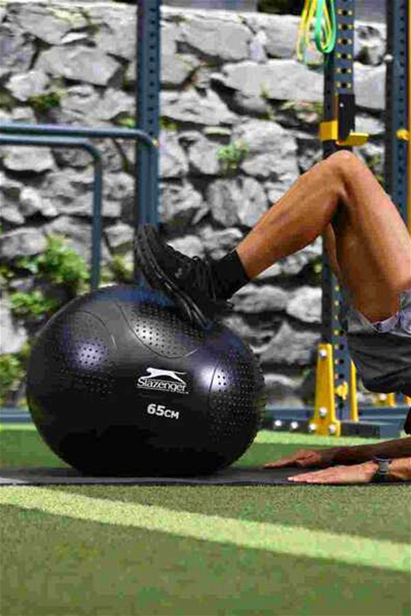 Slazenger 55 cm Anti-Burst Gymball (Pompa Dahil) Pilates Topu Siyah