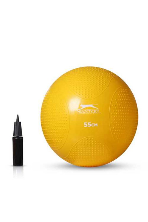 Slazenger 55 cm Anti-Burst Gymball (Pompa Dahil) Unisex Sarı Pilates Topu