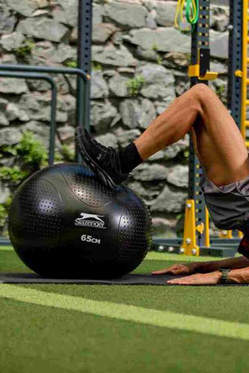 Slazenger 55 cm Anti-Burst Gymball (Pompa Dahil) Unisex Sarı Pilates Topu