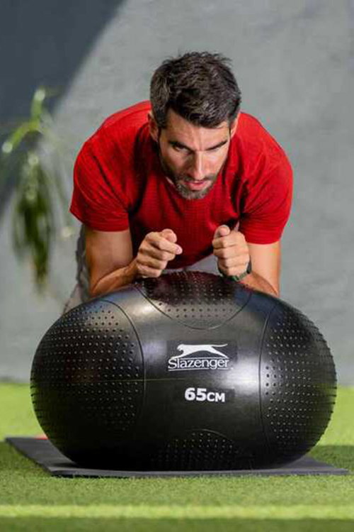 Slazenger 55 cm Anti-Burst Gymball (Pompa Dahil) Unisex Sarı Pilates Topu