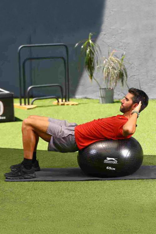 Slazenger 55 cm Anti-Burst Gymball (Pompa Dahil) Unisex Sarı Pilates Topu