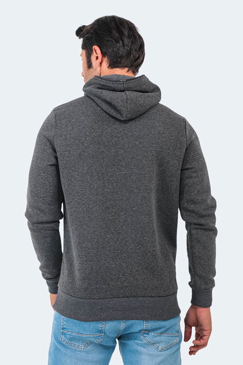 Slazenger BAHA 2li set Erkek Kapüşonlu Fermuarlı Slim Fit Gri - Antrasit Sweatshirt