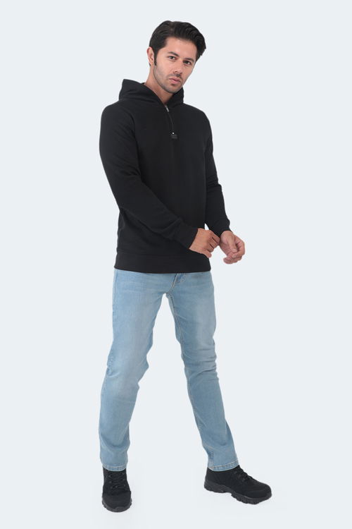 Slazenger BAHA IN Erkek Kapüşonlu Fermuarlı Slim Fit Siyah Sweatshirt Slazenger BAHA IN Erkek Kapüşonlu Fermuarlı Slim Fit Siyah Sweatshirt