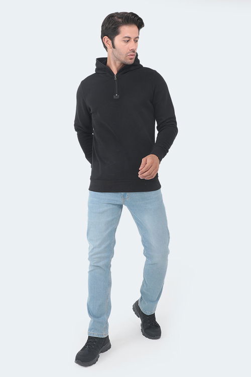 Slazenger BAHA IN Erkek Kapüşonlu Fermuarlı Slim Fit Siyah Sweatshirt Slazenger BAHA IN Erkek Kapüşonlu Fermuarlı Slim Fit Siyah Sweatshirt