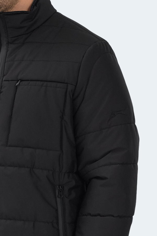 Slazenger BALDWING Erkek Dik Yaka Fermuarlı Siyah Mont & Kaban