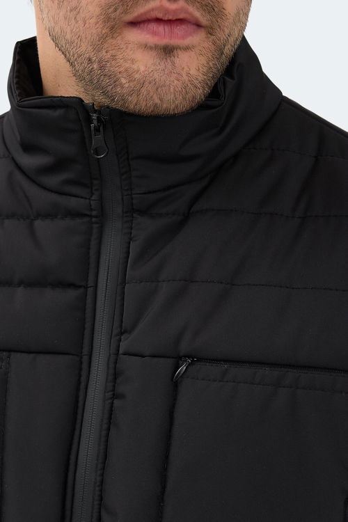 Slazenger BALDWING Erkek Dik Yaka Fermuarlı Siyah Mont & Kaban