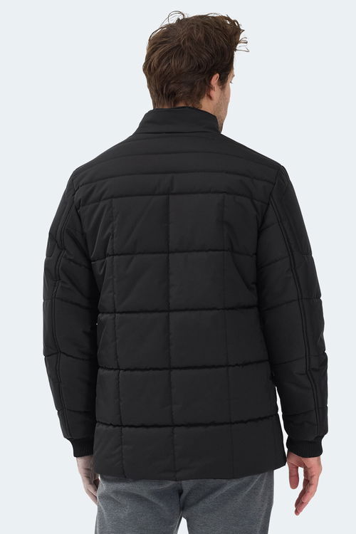 Slazenger BALDWING Erkek Dik Yaka Fermuarlı Siyah Mont & Kaban