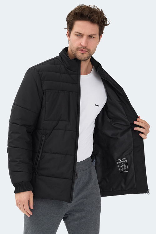 Slazenger BALDWING Erkek Dik Yaka Fermuarlı Siyah Mont & Kaban