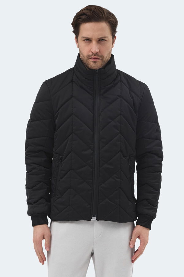 Slazenger BEAST Erkek Dik Yaka Fermuarlı Siyah Mont & Kaban