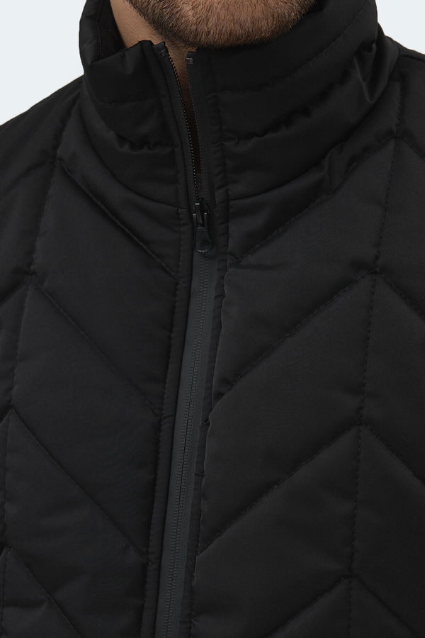 Slazenger BEAST Erkek Dik Yaka Fermuarlı Siyah Mont & Kaban