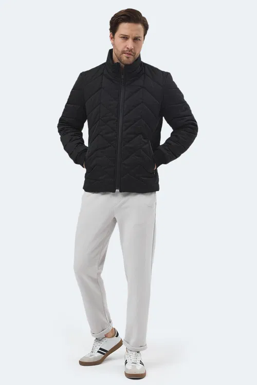 Slazenger BEAST Erkek Dik Yaka Fermuarlı Siyah Mont & Kaban