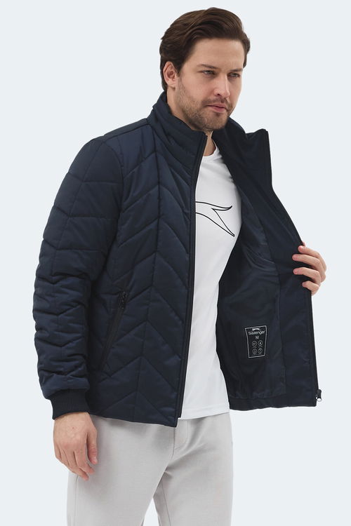 Slazenger BEAST Erkek Dik Yaka Fermuarlı Lacivert Mont & Kaban