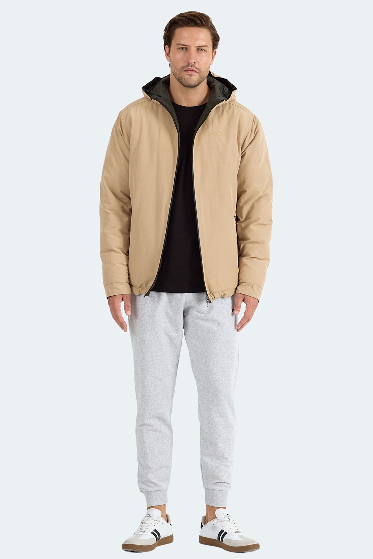 Slazenger BRELIS Erkek Çift Taraflı Bej Mont & Kaban - Thumbnail