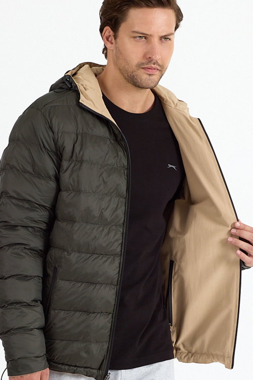 Slazenger BRELIS Erkek Çift Taraflı Bej Mont & Kaban