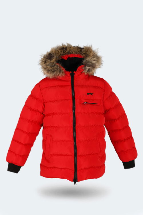 Slazenger CALISTO NEW Çocuk Kapüşonlu Şişme Kırmızı Mont & Kaban