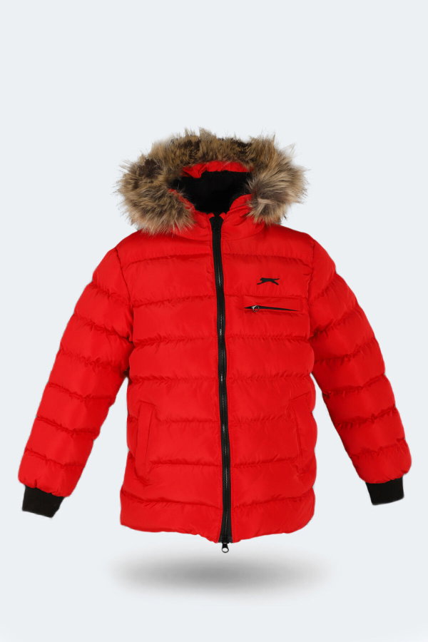 Slazenger CALISTO NEW Unisex Çocuk Kapüşonlu Şişme Kırmızı Mont & Kaban