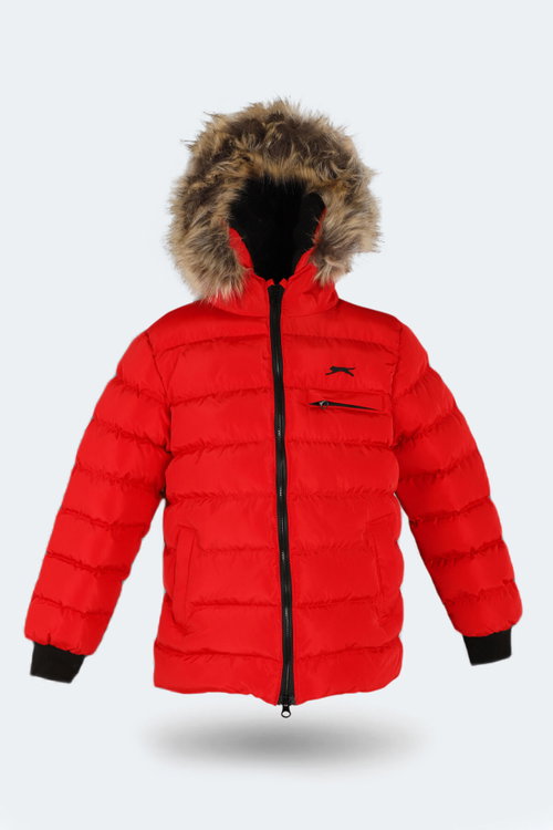 Slazenger CALISTO NEW Unisex Çocuk Kapüşonlu Şişme Kırmızı Mont & Kaban