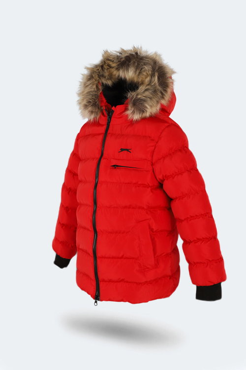 Slazenger CALISTO NEW Unisex Çocuk Kapüşonlu Şişme Kırmızı Mont & Kaban