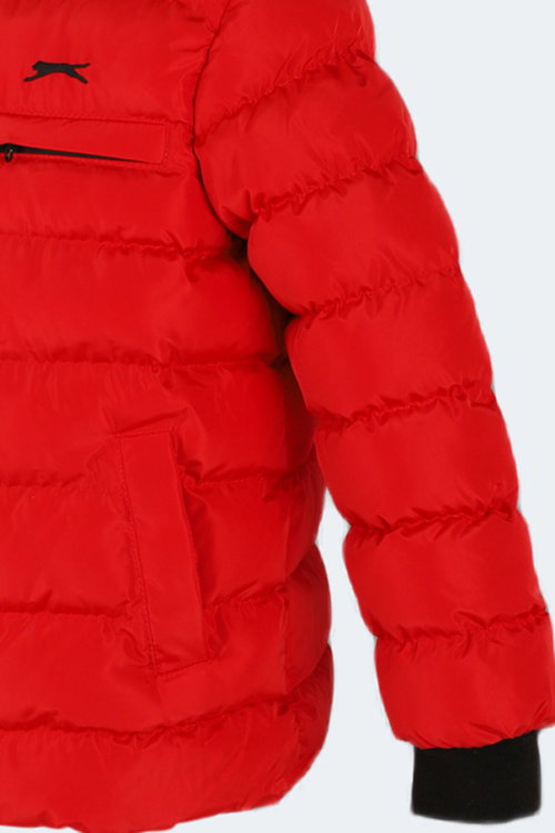 Slazenger CALISTO NEW Unisex Çocuk Kapüşonlu Şişme Kırmızı Mont & Kaban