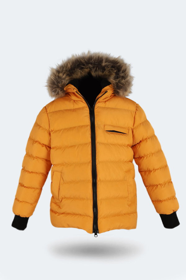 Slazenger CALISTO NEW Unisex Çocuk Kapüşonlu Şişme Sarı Mont & Kaban