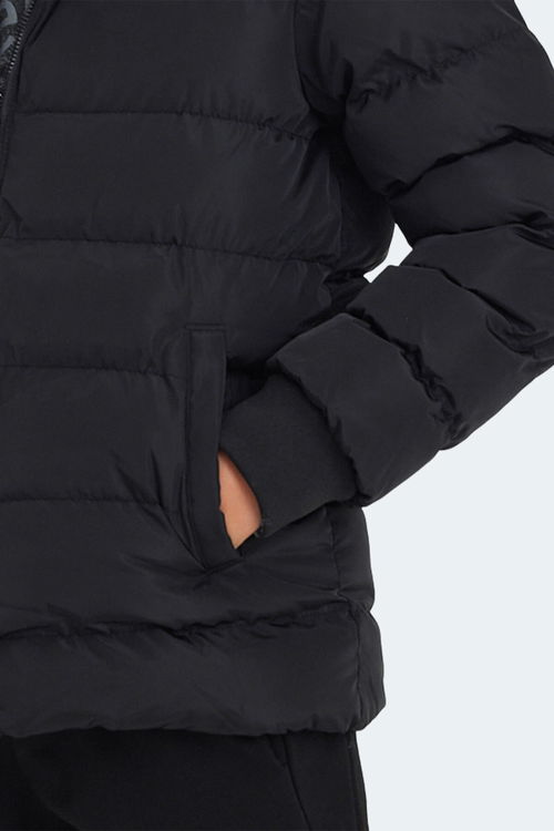 Slazenger CALISTO NEW Unisex Çocuk Kapüşonlu Şişme Siyah Mont & Kaban