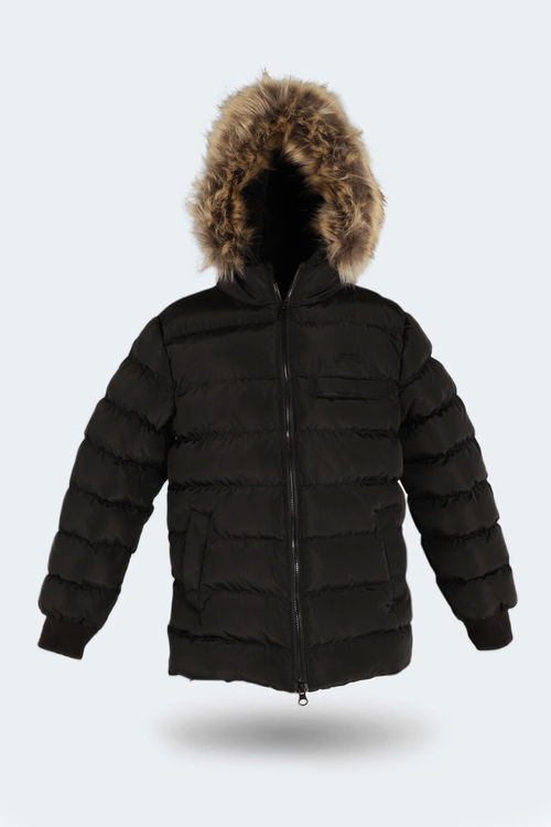 Slazenger CALISTO NEW Çocuk Kapüşonlu Şişme Siyah Mont & Kaban