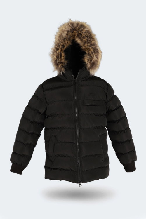 Slazenger CALISTO NEW Unisex Çocuk Kapüşonlu Şişme Siyah Mont & Kaban