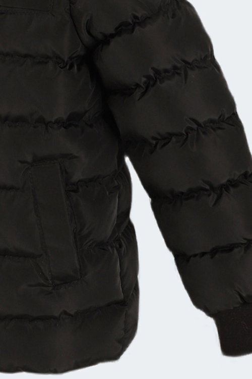 Slazenger CALISTO NEW Unisex Çocuk Kapüşonlu Şişme Siyah Mont & Kaban